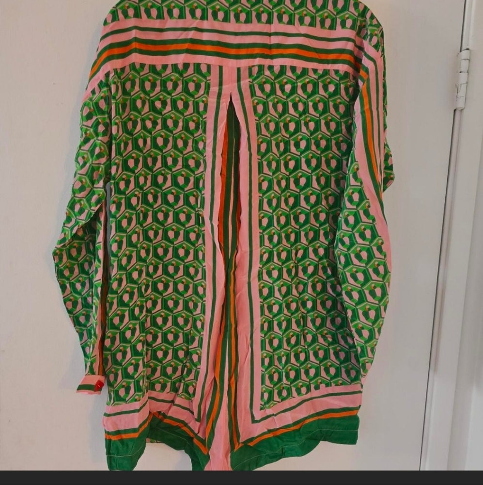 FARM Rio Pink and Green Geometric Button-Up Romper - Picture 7 of 7